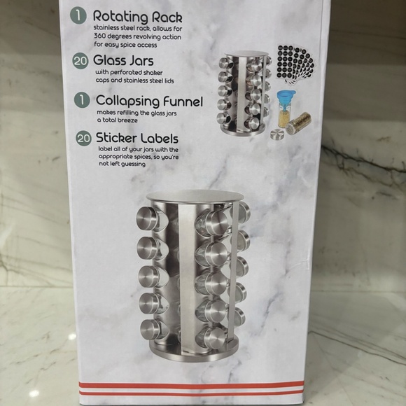 Spice Rack Organizer with 20 Spice Jars Stainless Steel Countertop Rotating NWB - Picture 6 of 7